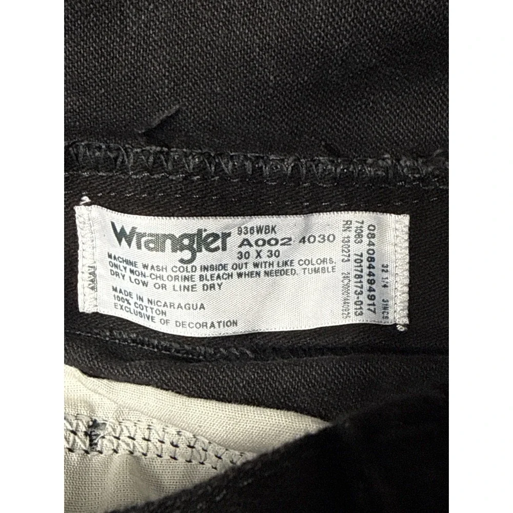 Wrangler Mens 30x30 Black Cowboy Cut Slim Fit Jeans 936WBK Western Denim Pant